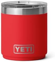 YETI Rambler 10 oz Ceramic Lined Lowball 2.0, Vacuum Insulated with MagSlider Lid, Rescue Red by YETI