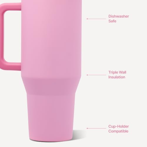 HydroJug Traveler 32oz, Insulated Tumbler with Handle & Straw, Petal - Image 3