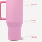 HydroJug Traveler 40oz, Insulated Tumbler with Handle & Straw, Petal - Image 3