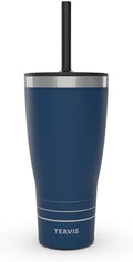Tervis Traveler Powder Coated Stainless Steel Triple Walled Insulated Tumbler Travel Cup Keeps Drinks Cold & Hot, 30oz - with Straw Lid, Deepwater Blue by TervisTumblerCompany