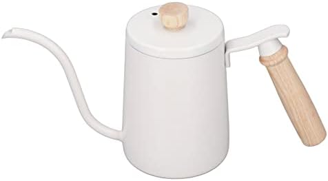 Coffee Kettle Coffee Pour Over Kettle 600ml Gooseneck Vent Hole Wooden Handle Food Grade Stainless Steel Ergonomic Gooseneck Kettle (White) - Image 5