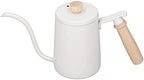 Coffee Kettle Coffee Pour Over Kettle 600ml Gooseneck Vent Hole Wooden Handle Food Grade Stainless Steel Ergonomic Gooseneck Kettle (White) - Image 5