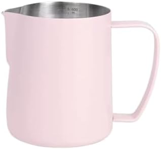 Pointed Mouth Coffee Latte Art Cup 400ml/600ml Stainless Steel Big Belly Double Scale Milk Pitcher Tool(400ml,Pink) by Unknown