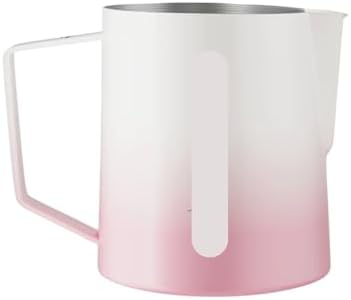 Milk Frothing Pitcher 500ml Stainless Steel Steaming Pitchers Cappuccino/Latte Art Cup Coffee Tool(600ml,Pink B) by Unknown