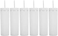 16oz Skinny Tumblers Bulk.Matte White Tumblers with Lids and Straws.Double Walled Plastic Acrylic Pastel Tumbler Cups for Iced Coffee Smoothie.DIY Slim Tumbler. by Essasea