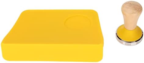 Coffee Powder Press Tool Set Wooden Handle Flat Base Hammer Non Slip Silicone Tamper Mat with Slot (Yellow), Miokyclgogwfbnra7-14 by Miokycl