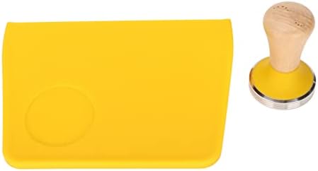 Coffee Powder Press Tool Set Wooden Handle Flat Base Hammer Non Slip Silicone Tamper Mat with Slot (Yellow), Miokyclgogwfbnra7-14 - Image 5