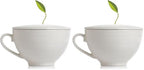 Tea Forte Cafe Cup White Porcelain Tea Cup and Lid, Steeps 8 oz., Microwave and Dishwasher Safe (Pack of 2) by TeaForte