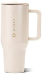 HydroJug Traveler 32oz, Insulated Tumbler with Handle & Straw, Cream by Hydrojug