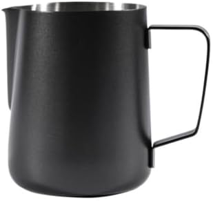 Milk Frother Cup Stainless Steel Stainless Steel Milk Frothing Jug Long Rounded Spout Latte Art Pitcher Frother Professional Barista Steaming Accessorie(600ml-black) by Unknown