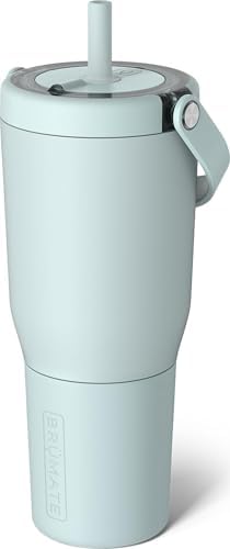 BrüMate Resa 35oz 100% Leakproof Travel Tumbler w/Handle & Straw | Flexible SoftSip Straw | Silicone Sleeve for Durability | Stainless Steel | Cup Holder & Travel Friendly Water Bottle (Blue Agave) by Br%C3%BCMate