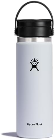 Hydro Flask Wide Mouth Bottle with Flex Sip Lid - Insulated Water Bottle Travel Cup Coffee Mug White 20 oz by Unknown