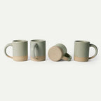 MORA Medium Mugs Set of 4, 16oz Ceramic Pottery Latte Mugs/Coffee Cups - Microwave and Dishwasher Safe - Thyme by MORA