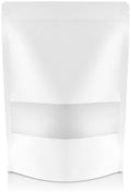 DiRose White Kraft Stand Up Pouches with Window, Reclosable Food Storage Bags, Heat Sealable Stand Up Pouch for Coffee, Candy, Nuts, Tea, Spices – 8 oz (300 Pack) by DiRose