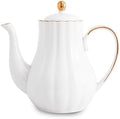 Agyiuns Tea Pot, Porcelain Teapot 37oz，tea pots for tea party，Tea Infuser Pots for Blooming loose Leaf Tea(White) by Agyiuns