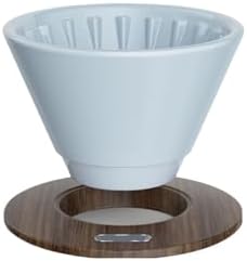 Pour Over Coffee Maker Ceramic Filter Dripper With Walnut Collar Reusable Cone Drip Holder For Travel(Blue) by Unknown