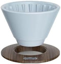 Pour Over Coffee Maker Ceramic Filter Dripper With Walnut Collar Reusable Cone Drip Holder For Travel(Blue) by Unknown