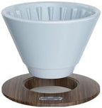 Pour Over Coffee Maker Ceramic Filter Dripper With Walnut Collar Reusable Cone Drip Holder For Travel(Blue) by Unknown
