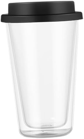 Gatuida Black Glass Coffee Mug with Silicone Lid Double Wall 350ml by Gatuida