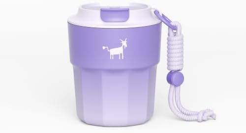 CHEERFUL GOAT Ceramic Lined Coffee Mug – Stainless Steel Travel insulated Tumbler with Ceramic Liner, with lid, 10oz Leak proof Cup for Hot and Cold Water Coffee at Home, Office, or On the Go (Purple) by CheerfulGoat