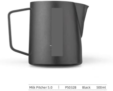 Classic Milk Frothing Pitcher 500ml Red Stainless Steel Steaming Pitchers Cappuccino/Latte Art Milk Cup Coffee Tool(600ml,Black) - Image 2