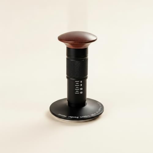 Coffee Tamper Tamper Calibrated Espresso Tool Walnut Wooden Handle Pressure Scale Flat Base Suitable for Home Use Café Bar, 58mm - Image 5