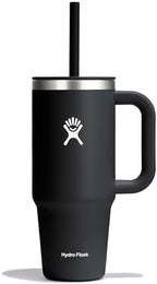 Hydro Flask Travel Tumbler with Handle, Lid and Straw - Insulated Stainless Steel in 24 Oz Black by Unknown