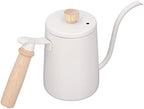 Coffee Kettle Coffee Pour Over Kettle 600ml Gooseneck Vent Hole Wooden Handle Food Grade Stainless Steel Ergonomic Gooseneck Kettle (White) - Image 3
