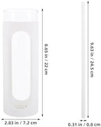 Milisten Glass Water Bottle with Straw and Lid, Reusable Glass Coffee Drinking Cup with Silicone Sleeve, White Iced Tea Water Cup for Home and Travel - Image 2