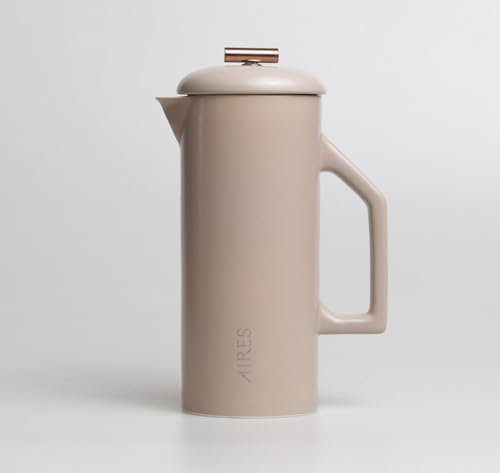 AIRES Ceramic French Press Coffee Maker – 34 oz Heat-Retaining Stoneware – Elegant Neutral Color – Inspired by Buenos Aires Coffee Culture – Gift-Ready with Barista Brewing Guide - Image 6