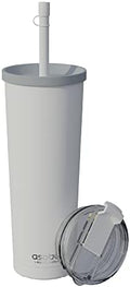 asobu Ocean Stainless Steel Tumbler with Flexible Straw Lid | Insulated Water Bottle for Ice Coffee, Cold Brew | Flip Open Lid for Hot Tea and Coffee | Reusable Travel Cup 27 Ounce (White) by Asobu