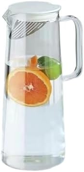 Water Pitcher 1.35L/1.8L Glass Water Pitcher with Lid and Handle Water Jug for Fridge Iced Tea and Coffee Carafe Beverage Serveware Water Jug(Clear,Small) by Unknown
