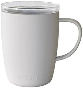 Vinglacé Stainless Steel Coffee Mug- Insulated Hot and Cold Beverage Cup with Glass Insert and Lid, 12 oz, Stone by Vinglac%C3%A9