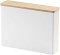 Yamazaki Home Wood Accent Coffee Pourover Filter Case with Lid - Storage Holder Stainless Steel Container Dispenser Steel + Wood White by Unknown