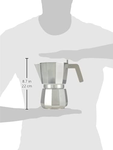 Alessi Moka, Espresso coffee maker in aluminium casting. Handle and knob in PA, grey. Magnetic steel bottom suitable for induction cooking. Filter for American coffee included. 9 cups. - Image 3