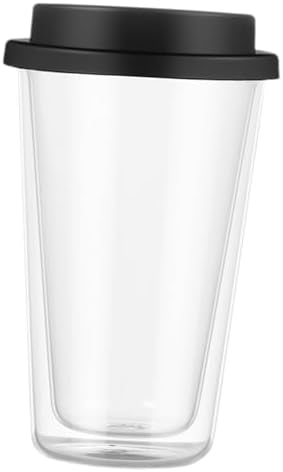 Double-wall Insulated Glass Mug Silicone Lid Hot Cold Coffee Tumbler for Parties by Hoement