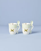 Lenox 897802 Butterfly Meadow Color Mugs With Spoons, Set Of 2, Green - Image 2