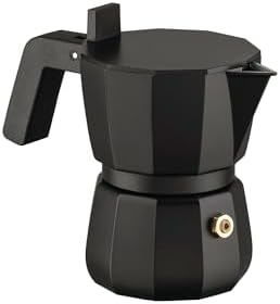 Alessi Moka DC06/1 B Design Espresso Maker Cast Aluminium Handle and Knob PA Black 1 Cup by Alessi