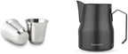 Easyworkz Stainless Steel Espresso Cup 2pcs Set Double Wall 2.5 oz, Bundled Espresso Steaming Pitcher Stainless Steel 15 oz Coffee Frothing Picther Milk Jug Cappuccino Latte Art Cup by Easyworkz