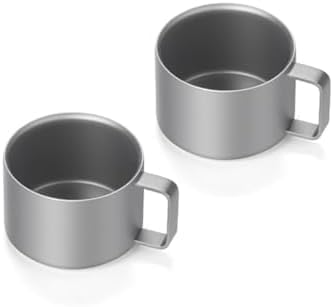 100ML Titanium Espresso Mug Mini Double Wall Cup RT006T 2 Pack by RUNGEASINI