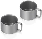100ML Titanium Espresso Mug Mini Double Wall Cup RT006T 2 Pack by RUNGEASINI