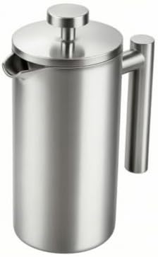 French Maker Stainless Steel Press Pot Manual Brewer Coffee Pot With Ergonomic Handle And Drip Spout For Clean Serving Suitable for home desk travel, 1500ml/50oz by Leefasy