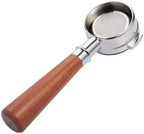58mm Bottomless Coffee Portafilter,Compatible For La Marzocco，2-ear Steel Modified Solid Wood Handle Filter Barista Tool(Style e) by Unknown