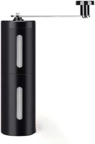 Manual Glass Coffee Bean Grinder,Premium Stainless Steel Hand Held Mill,Ceramic Burr Grinder,Adjustable Coarseness Compact Crank for Home,Office and Travelling (Color : Black) by Unknown