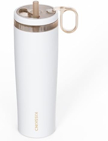 KISSKIND Leakproof Iced Coffee Tumbler 24 oz, Insulated Ceramic Lined Cup by KISSKIND