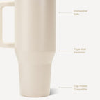 HydroJug Traveler 32oz, Insulated Tumbler with Handle & Straw, Cream - Image 3