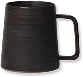 Large Handmade Pottery Coffee Mug, Unique Metallic Glazed Ceramic Drinking Cup Coffee Cup with Big Handle for Home, Office or Gifts, Microwaveable, Annular Texture 16 oz by DistinctiveandExquisiteHandmadePotteryCeramicsStoneware
