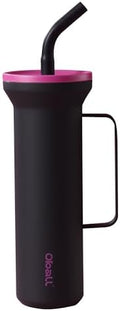 OBALL Black Tumbler with Handle, Swig Tumbler with Silicone Soft Straw, 34 oz Tumbler With Handle, Metal Water Bottle Leak-Proof and Cup Holder Friendly, BPA-Free by Oball