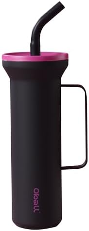OBALL Black Tumbler with Handle, Swig Tumbler with Silicone Soft Straw, 34 oz Tumbler With Handle, Metal Water Bottle Leak-Proof and Cup Holder Friendly, BPA-Free by Oball