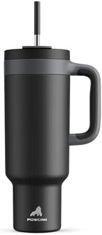 POWCAN 50 oz Tumbler with Handle, 2-in-1 Straw and Sip Lid, Leakproof, Dishwasher Safe, Insulated Stainless Steel Travel Coffee Mug, Keeps Cold for 34 Hours, Fits in Car Cup Holder (Midnight) by POWCAN